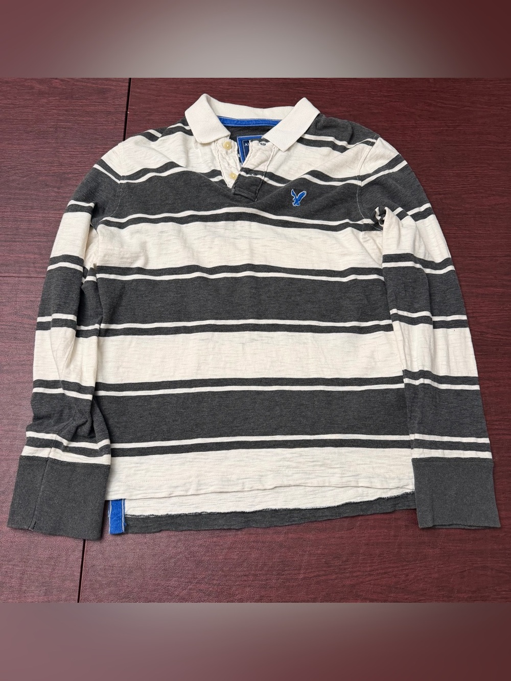 American Eagle Outfitters Long Sleeve Eagle Polo Size Large
